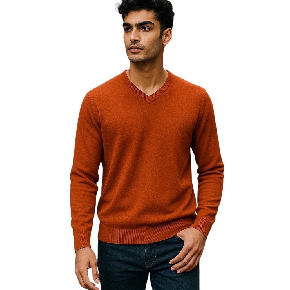 NWT Club Room V-Neck Long Sleeve Italian Yarn Men's Nutmeg Sweater Size M
